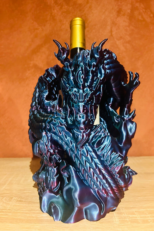 Porte-bouteille Dragon 3D – Vin Bordeaux (30 cm x 7,5 cm) – Filament tricolore